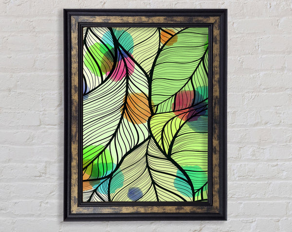 Paint Splash Leaves Framed Print