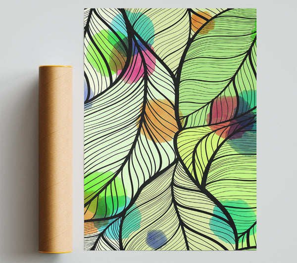Paint Splash Leaves Print