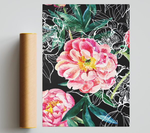 Huge Pink Flowers Poster