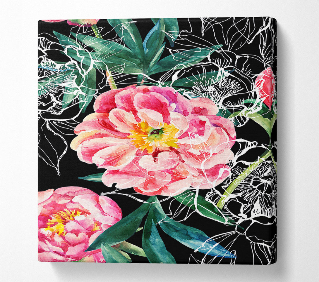  A Canvas Print of Huge Pink Flowers Canvas Print