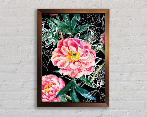 Huge Pink Flowers Framed Print