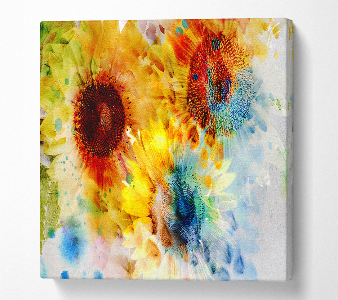  A Canvas Print of Sunflower Abstract Canvas Wall Art