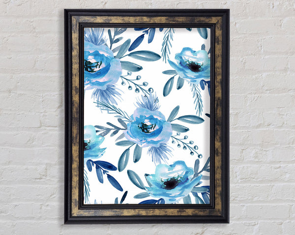 Blue Rose Bloom Framed Print