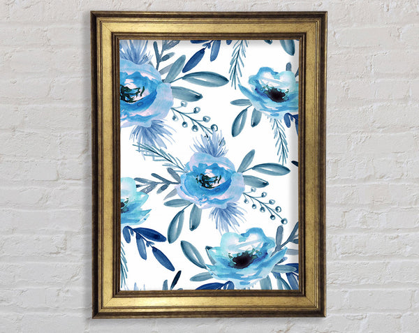 Blue Rose Bloom Framed Print