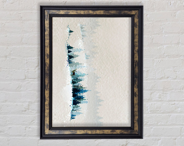 Deer In Winter Wonderland Framed Print