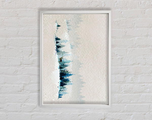 Deer In Winter Wonderland Framed Print