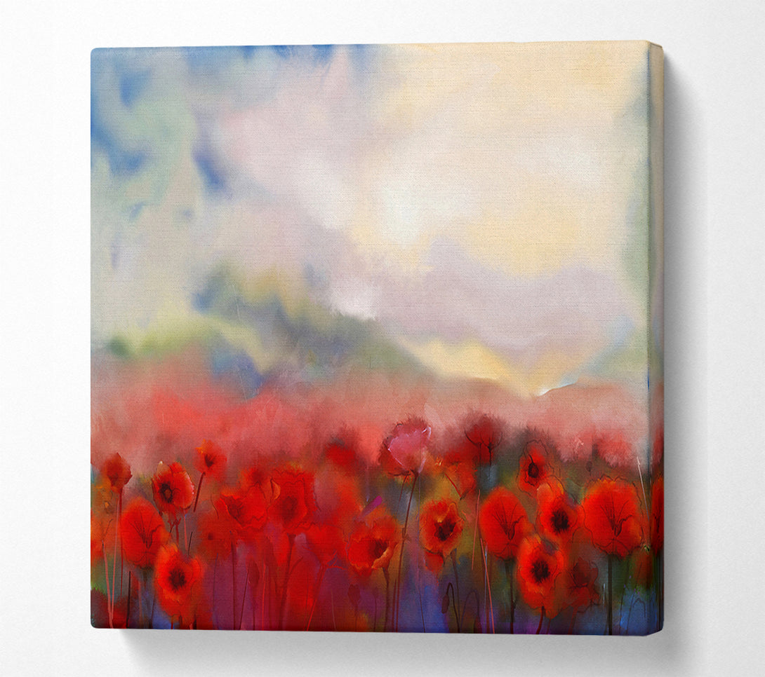  A Canvas Print of Poppy Field Abstract Canvas Wall Art