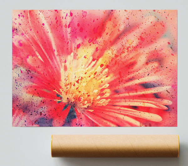 Stunning Red Flower With Yellow Center Giclee Print