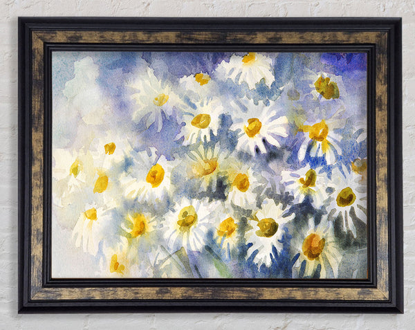 Abstract Daisy Blues Framed Print