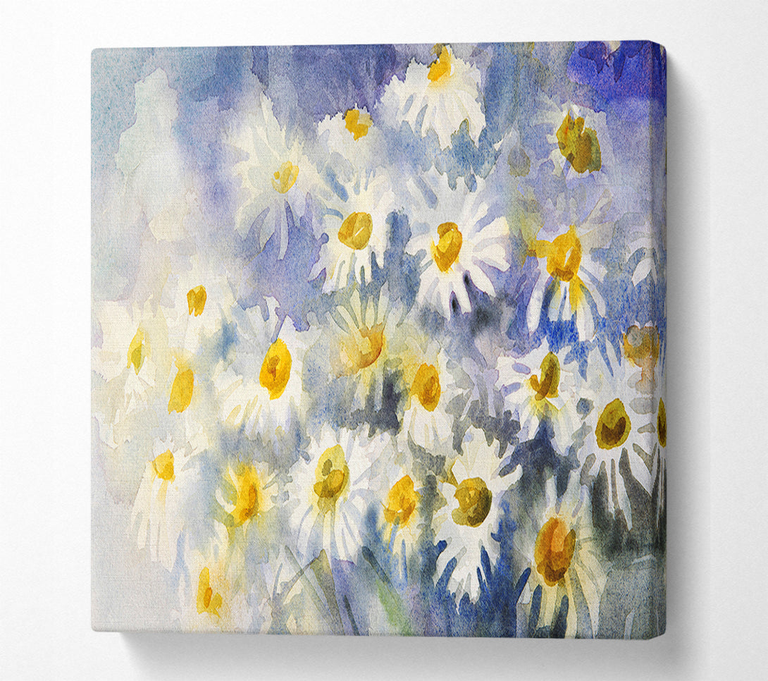  A Canvas Print of Abstract Daisy Blues Canvas Wall Art
