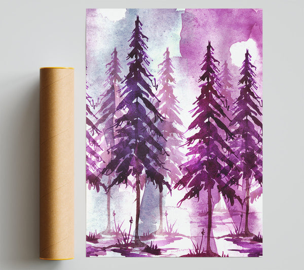 Purple Tree Line Poster