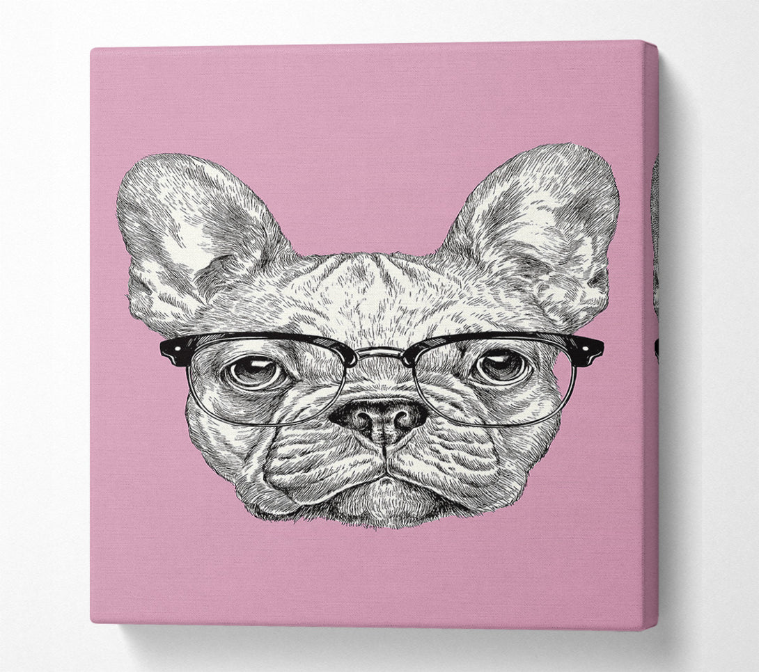  A Canvas Print of French Bulldog In Glasses Canvas Wall Art