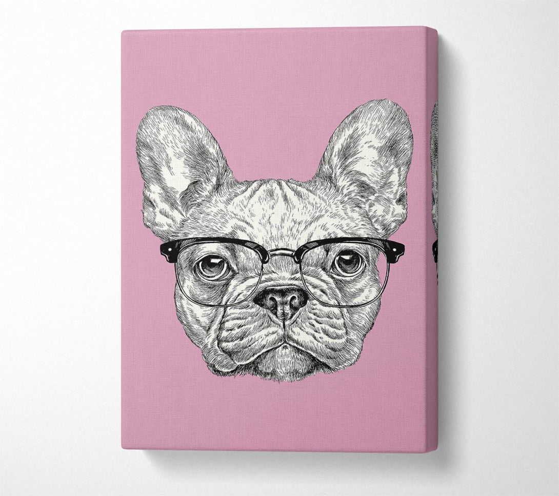  A Canvas Print of French Bulldog In Glasses Canvas Wall Art