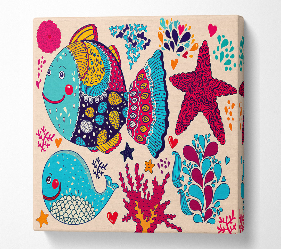  A Canvas Print of Happy Fish Canvas Wall Art