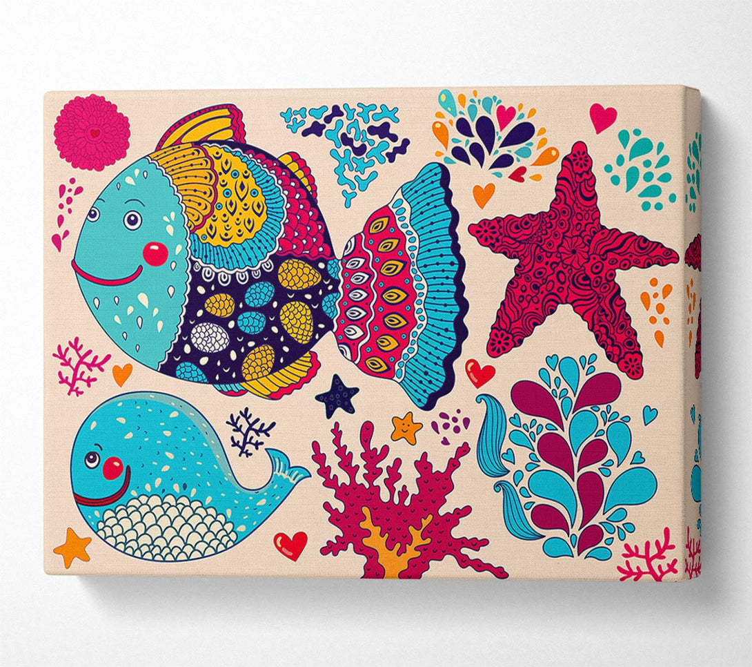  A Canvas Print of Happy Fish Canvas Wall Art
