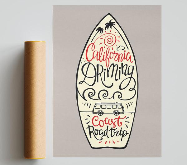 California Surf Board Poster