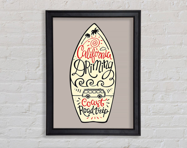 California Surf Board Framed Print