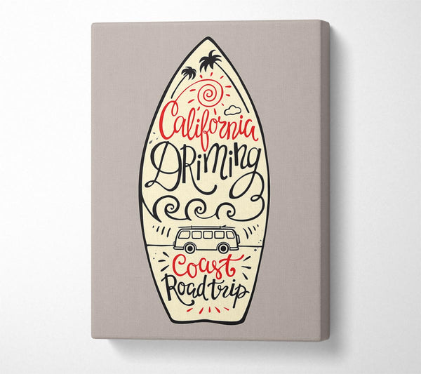  A Canvas Print of California Surf Board Canvas Wall Art