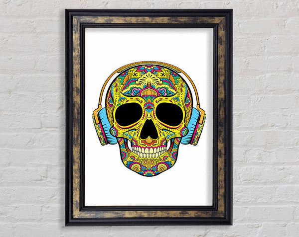 Headphones Skull Framed Print