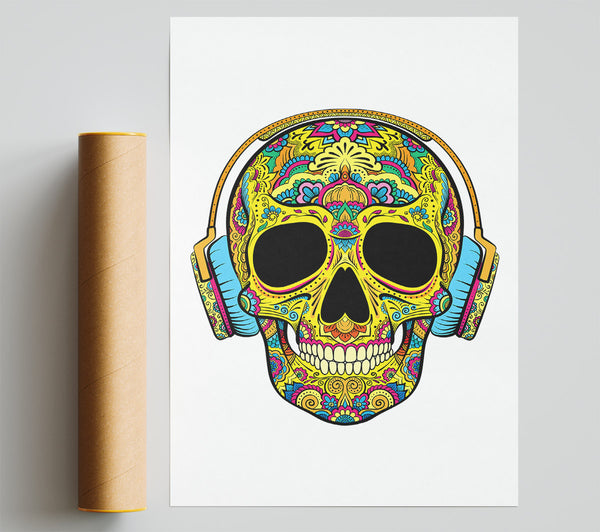 Headphones Skull Poster