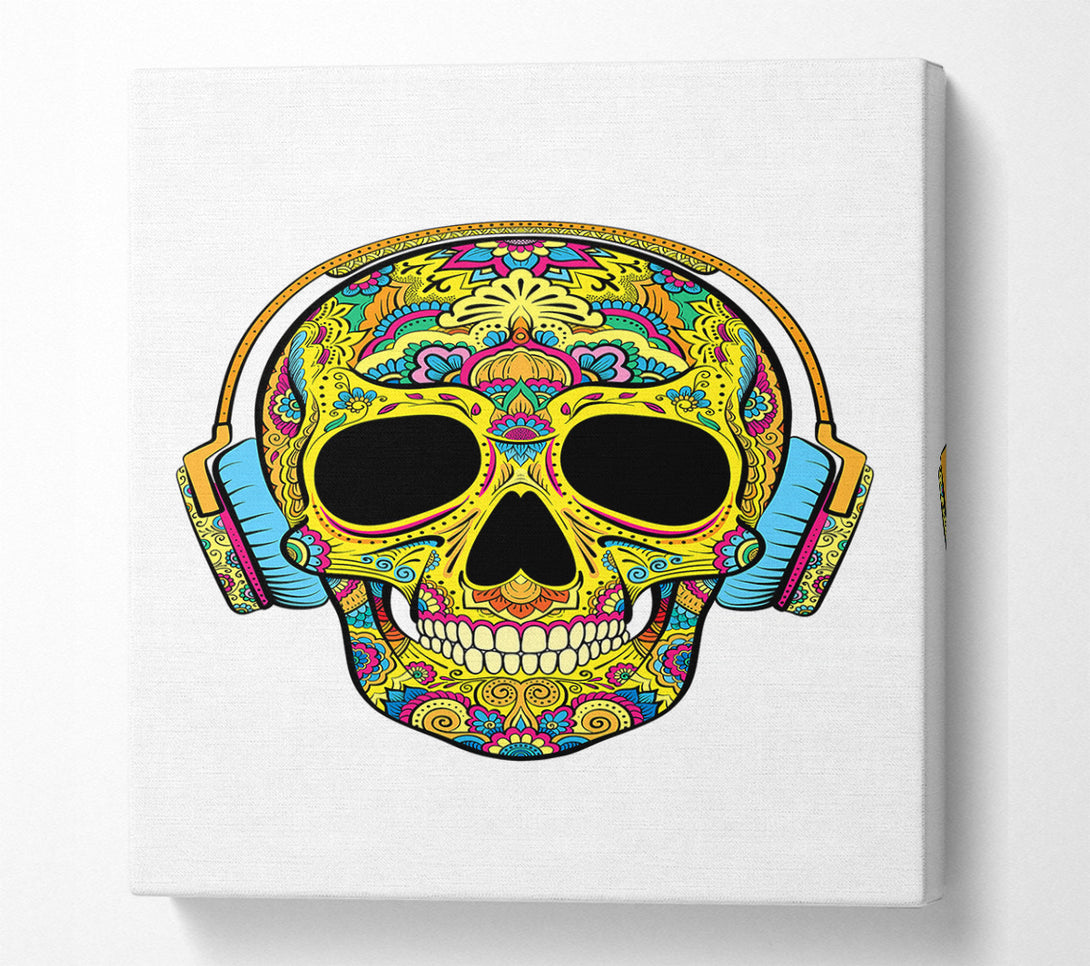 A Canvas Print of Headphones Skull Canvas Art