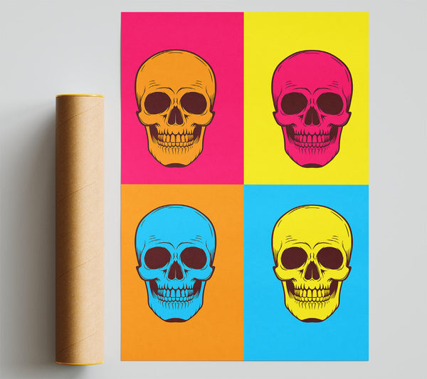 Funky Skulls Poster