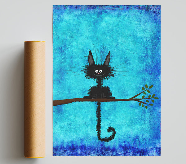 Happy Black Cat Poster