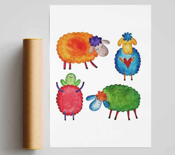 Colourful Sheep Print