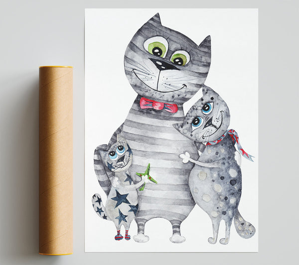 Cat Family Love Giclee Print