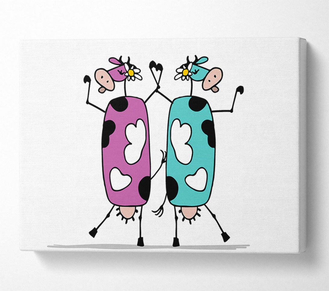  A Canvas Print of Dancing Cows Canvas Wall Art