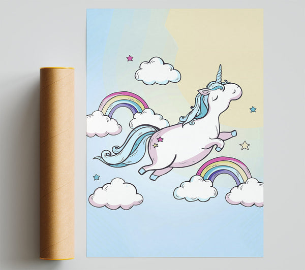Flying Unicorn Rainbows Giclee Print