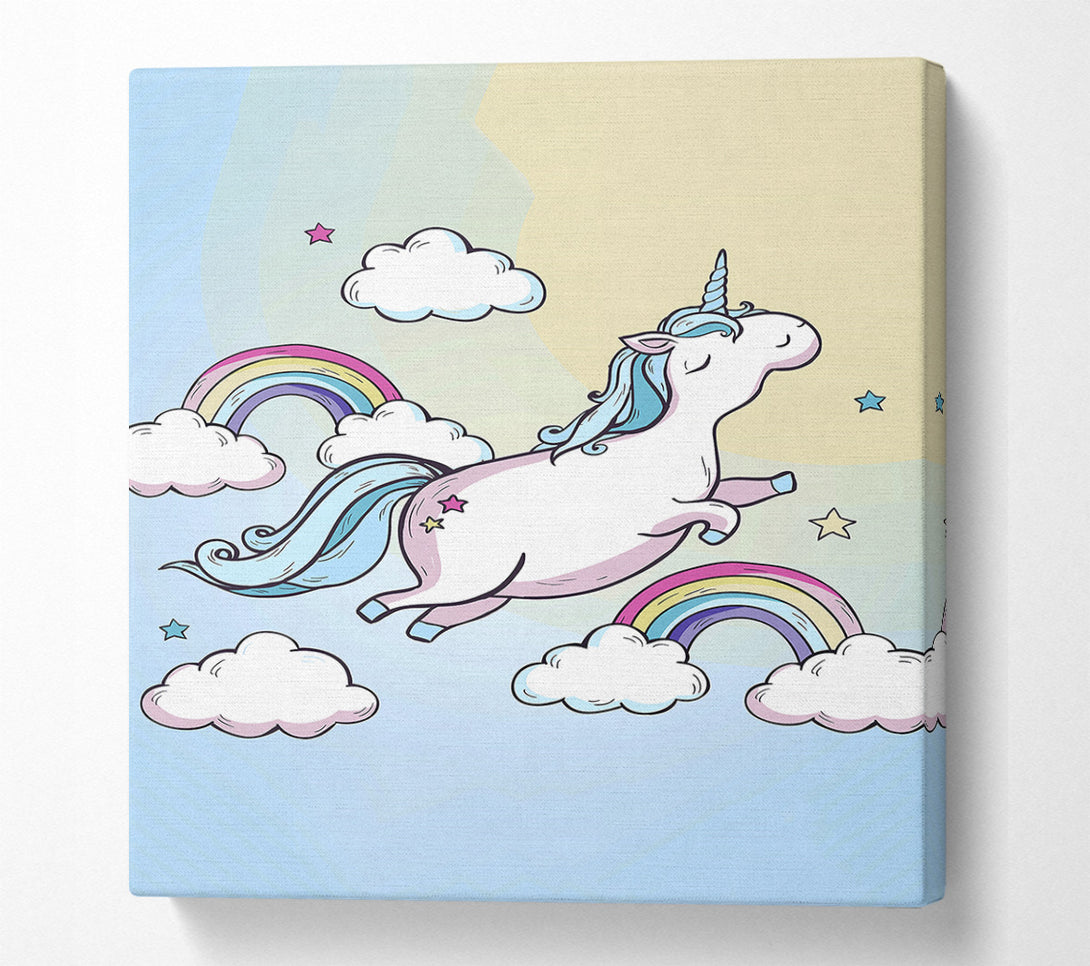  A Canvas Print of Flying Unicorn Rainbows Canvas Art
