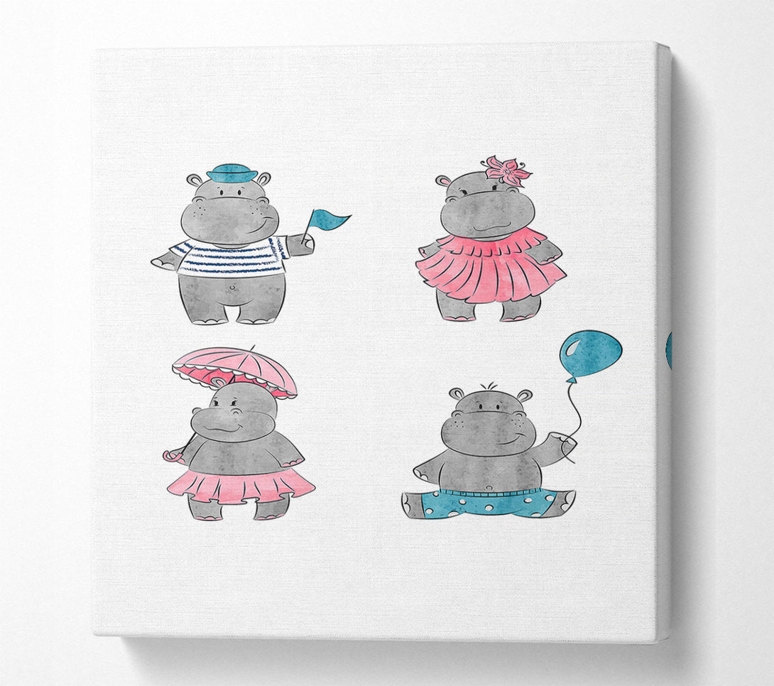  A Canvas Print of Hippo Love Canvas Wall Art