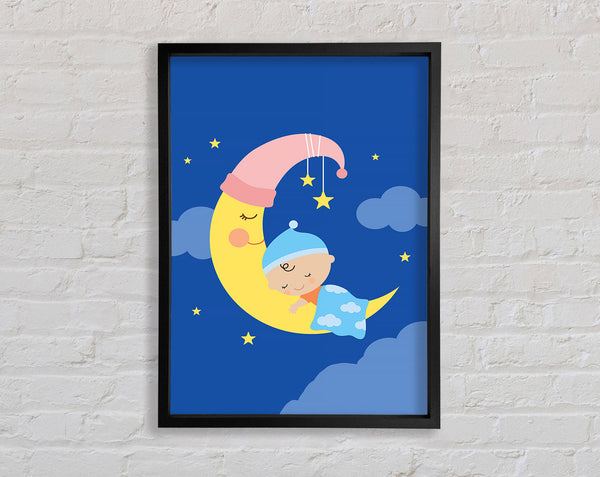 Snuggled To The Moon Framed Print