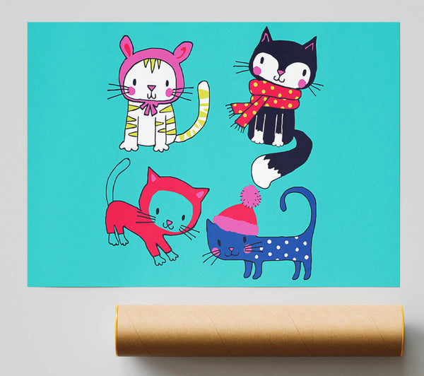 Cats In Winter Poster
