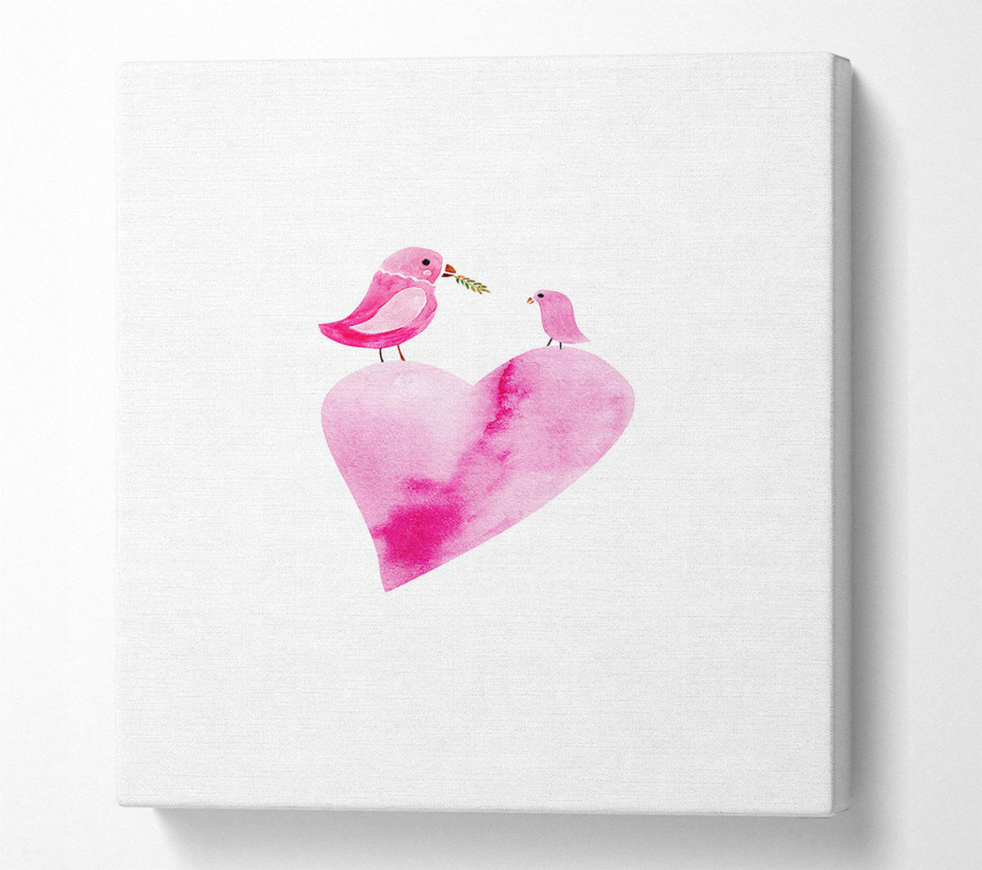  A Canvas Print of Loveheart Birds Canvas Wall Art