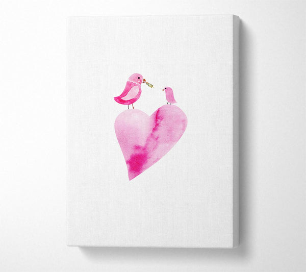  A Canvas Print of Loveheart Birds Canvas Wall Art