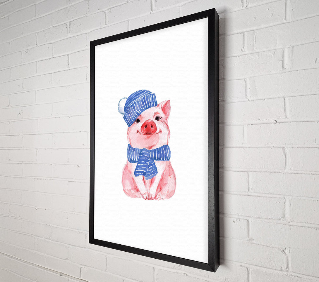  A Canvas Print of Winter Piggy Love Canvas Wall Art