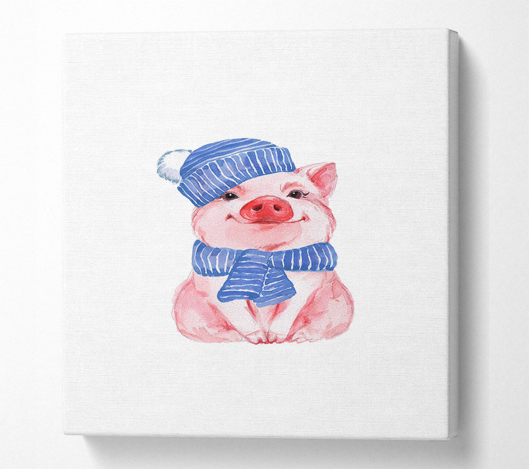  A Canvas Print of Winter Piggy Love Canvas Wall Art