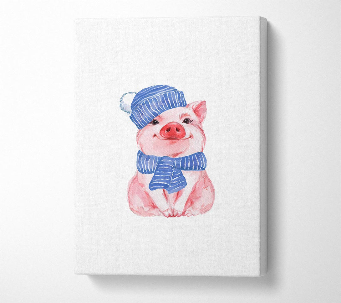  A Canvas Print of Winter Piggy Love Canvas Wall Art