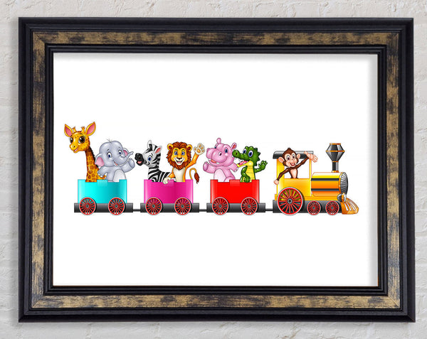 Jungle Friends Train Framed Print