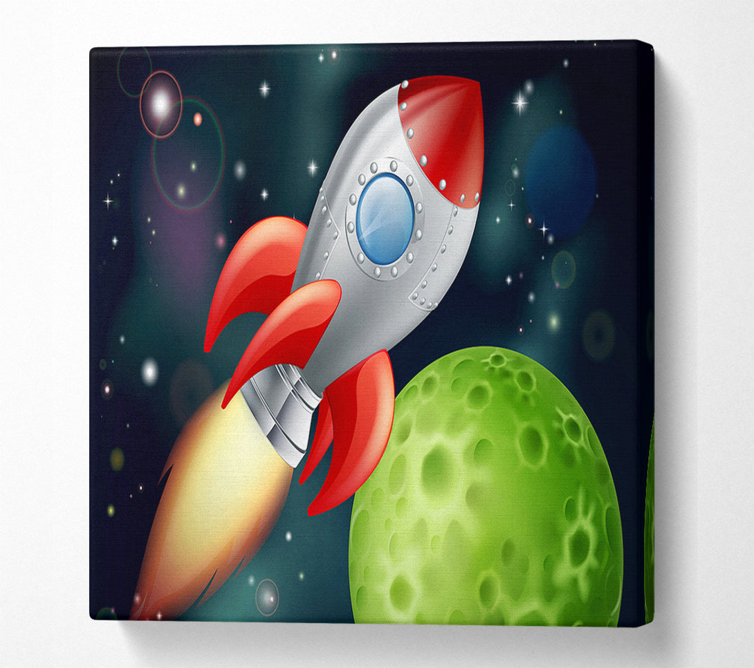  A Canvas Print of Spaceship Planets Canvas Wall Art