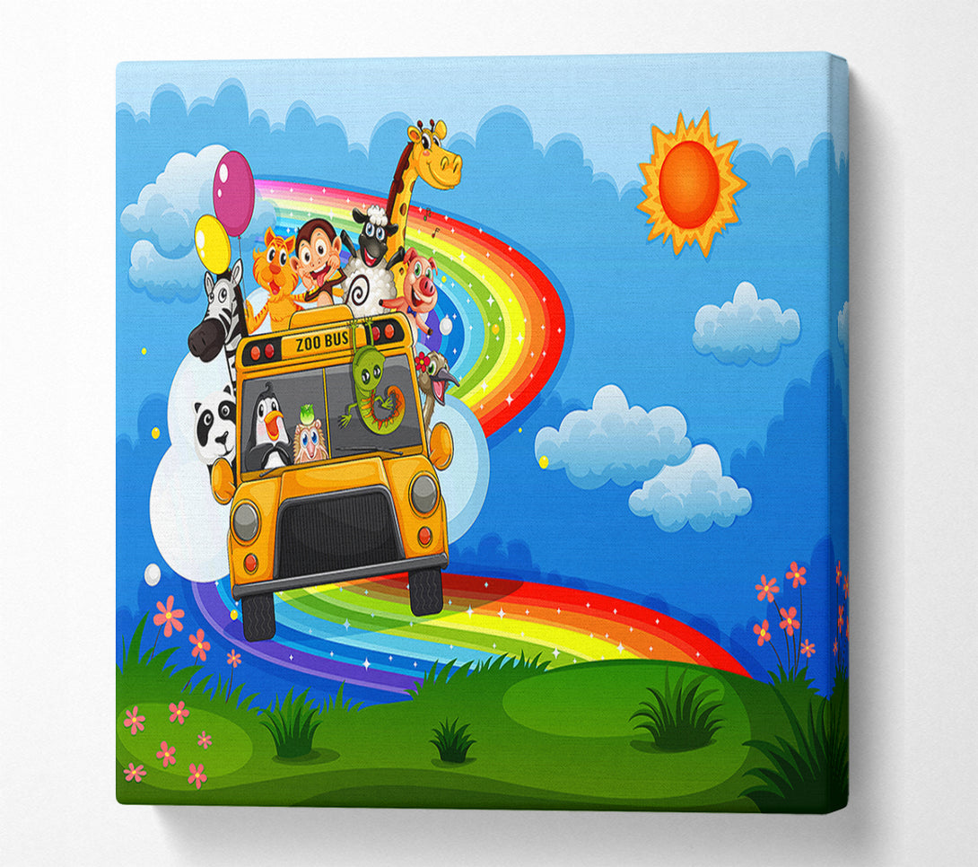  A Canvas Print of Rainbow Zoo Bus Canvas Print