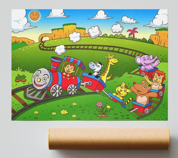 Happy Safari Train Poster