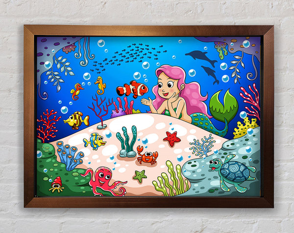 Mermaid And Friends Framed Print