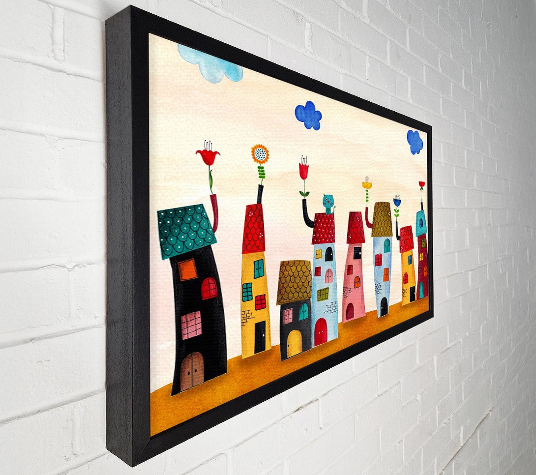  A Canvas Print of Flower Pot Houses Canvas Wall Art