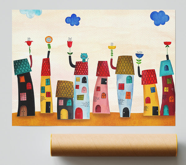 Flower Pot Houses Poster