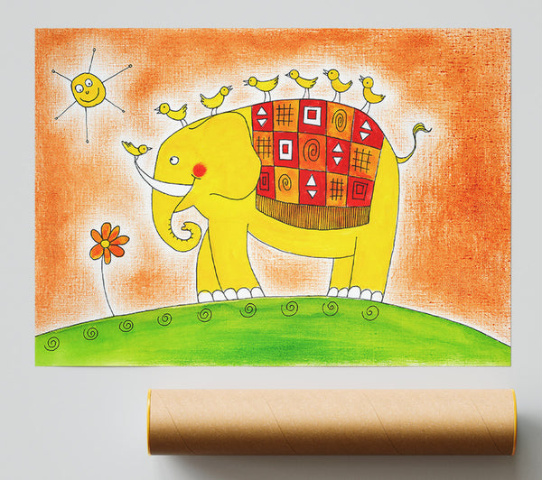 Happy Elephant Walk Print