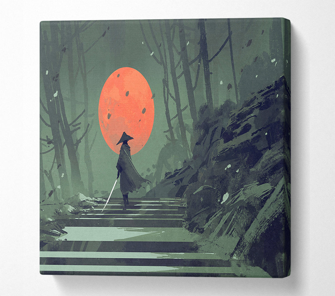  A Canvas Print of Samurai Warrior Sun Canvas Wall Art