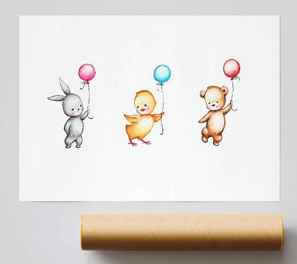 Animal Balloon Family Poster
